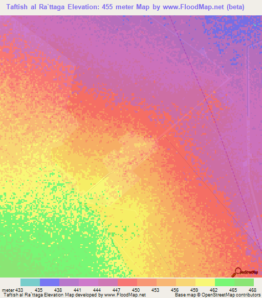 Taftish al Ra`ttaga,Sudan Elevation Map