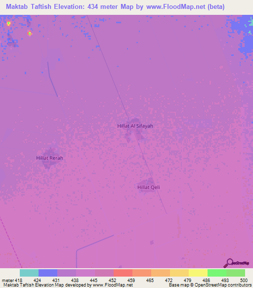 Maktab Taftish,Sudan Elevation Map