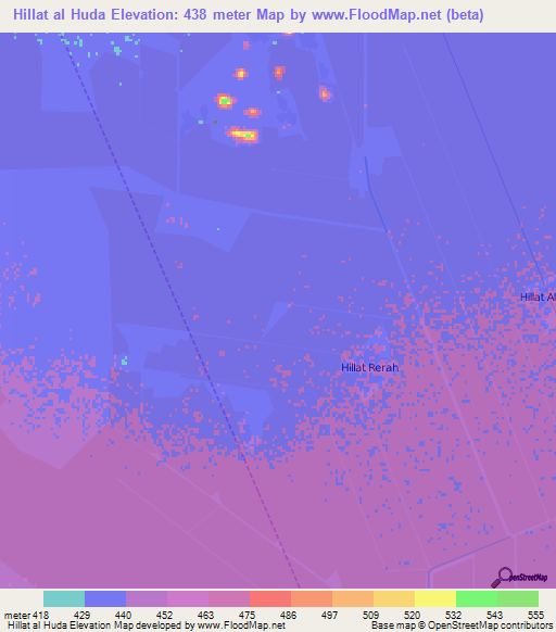 Hillat al Huda,Sudan Elevation Map