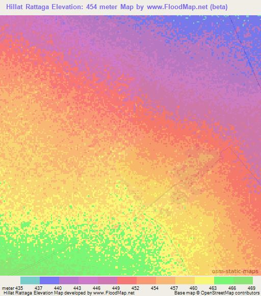 Hillat Rattaga,Sudan Elevation Map