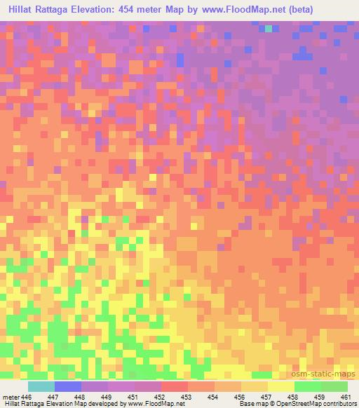Hillat Rattaga,Sudan Elevation Map