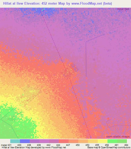Hillat al Ilew,Sudan Elevation Map