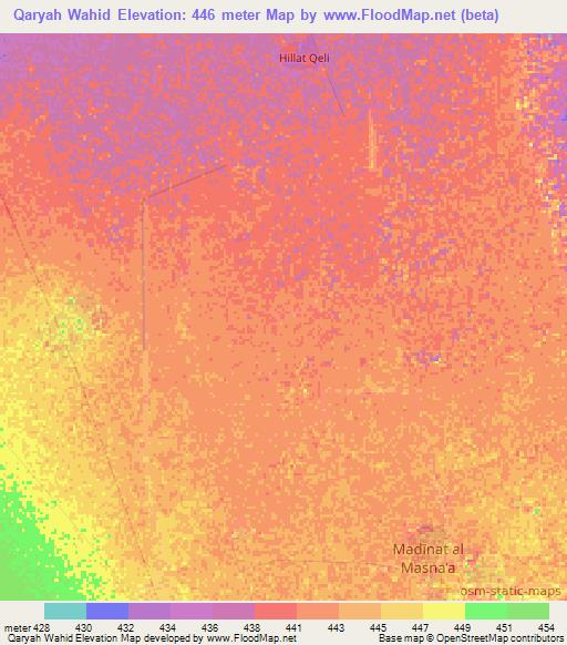 Qaryah Wahid,Sudan Elevation Map