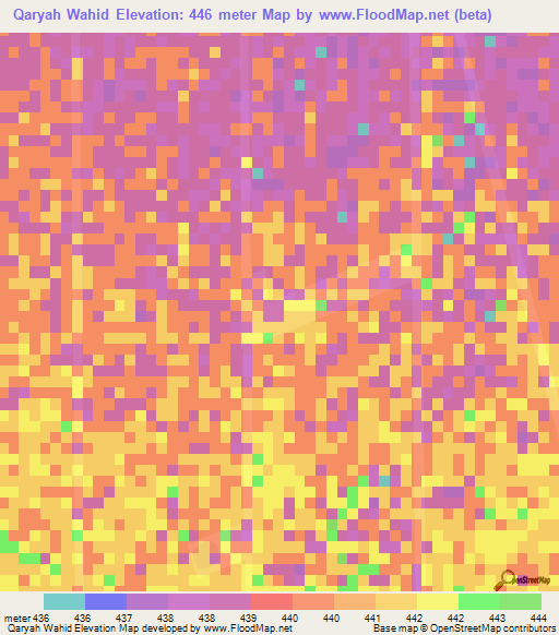 Qaryah Wahid,Sudan Elevation Map