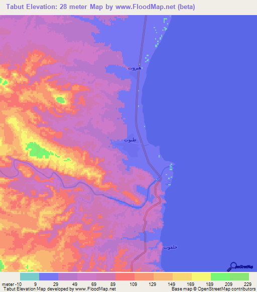 Tabut,Yemen Elevation Map