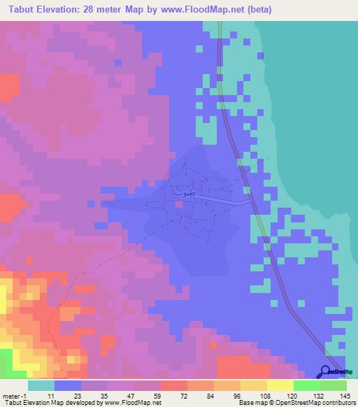 Tabut,Yemen Elevation Map