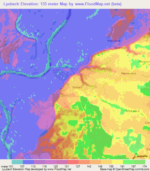 Lyubech,Ukraine Elevation Map