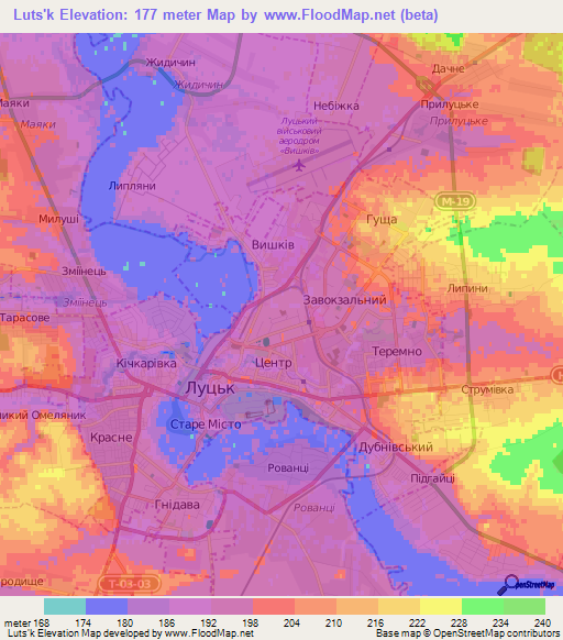 Luts'k,Ukraine Elevation Map