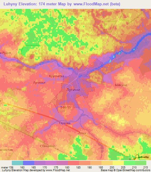 Luhyny,Ukraine Elevation Map