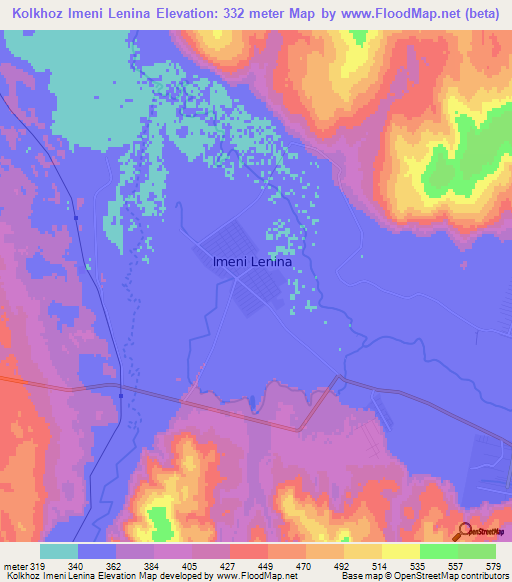 Kolkhoz Imeni Lenina,Turkmenistan Elevation Map