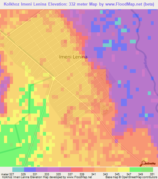 Kolkhoz Imeni Lenina,Turkmenistan Elevation Map