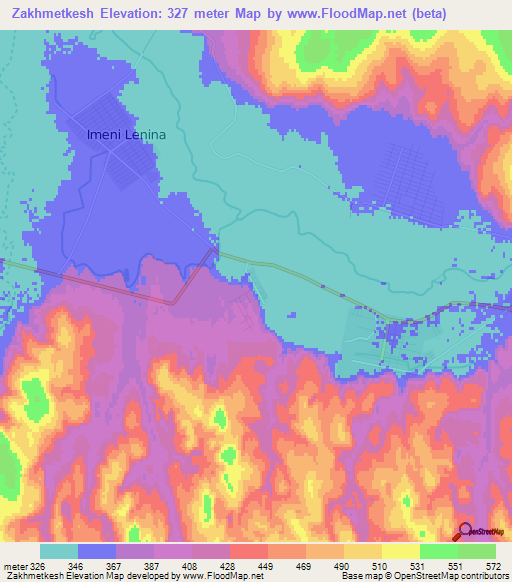 Zakhmetkesh,Turkmenistan Elevation Map