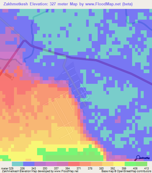 Zakhmetkesh,Turkmenistan Elevation Map