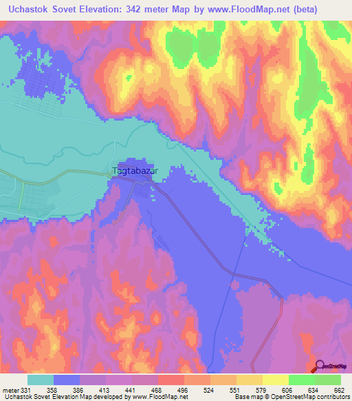 Uchastok Sovet,Turkmenistan Elevation Map