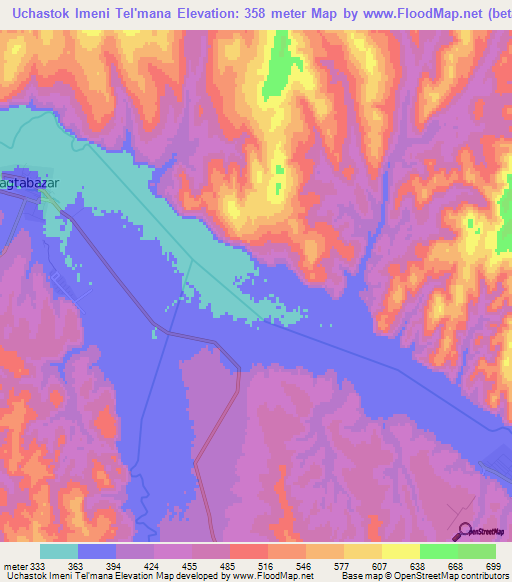 Uchastok Imeni Tel'mana,Turkmenistan Elevation Map