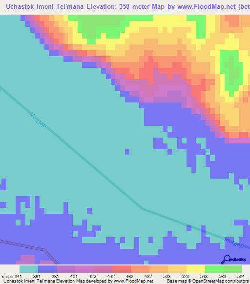 Uchastok Imeni Tel'mana,Turkmenistan Elevation Map
