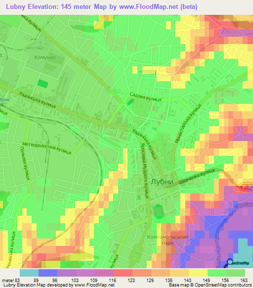 Lubny,Ukraine Elevation Map