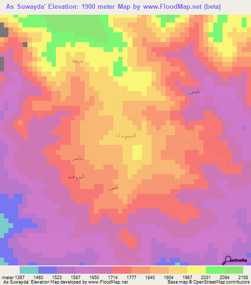 As Suwayda',Yemen Elevation Map