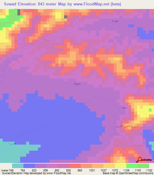 Suwad,Yemen Elevation Map