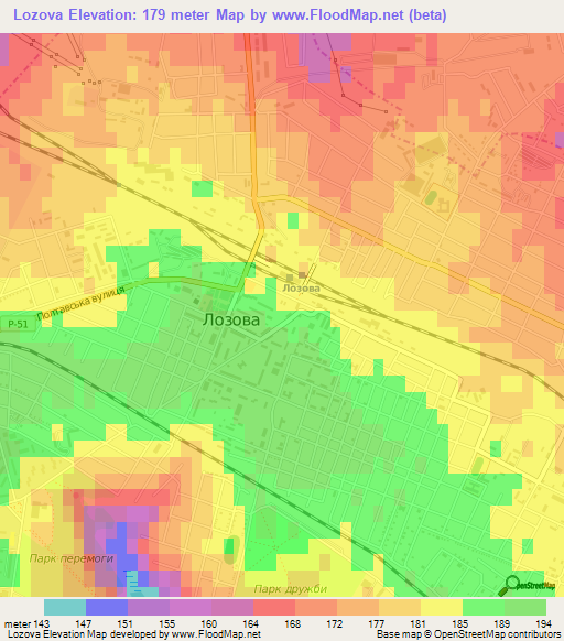 Lozova,Ukraine Elevation Map