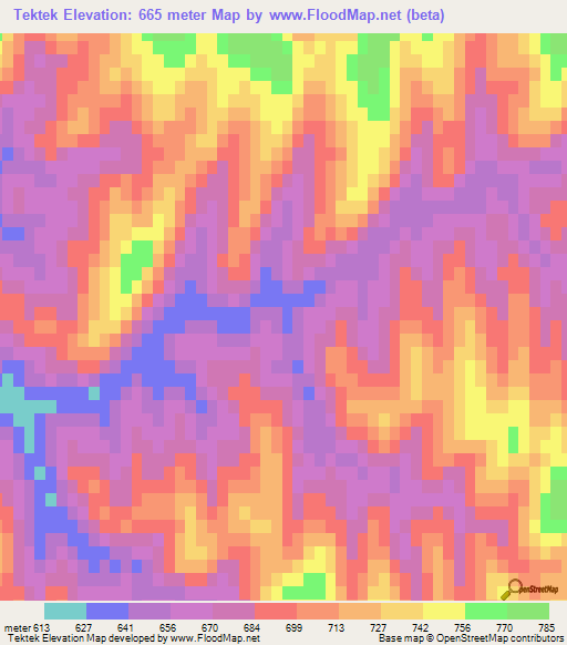 Tektek,Turkmenistan Elevation Map