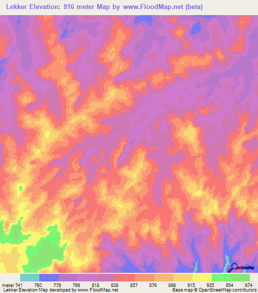 Lekker,Turkmenistan Elevation Map