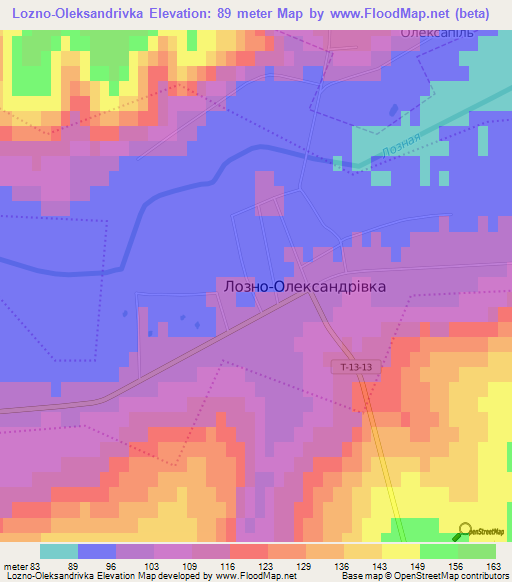 Lozno-Oleksandrivka,Ukraine Elevation Map