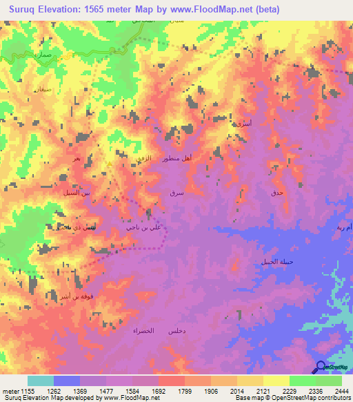 Suruq,Yemen Elevation Map