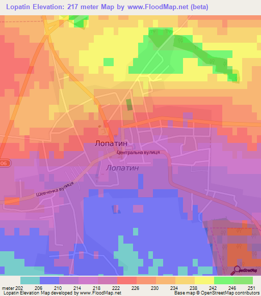 Lopatin,Ukraine Elevation Map