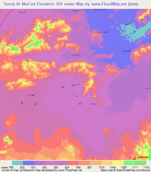 Surrat Al Mas`ud,Yemen Elevation Map