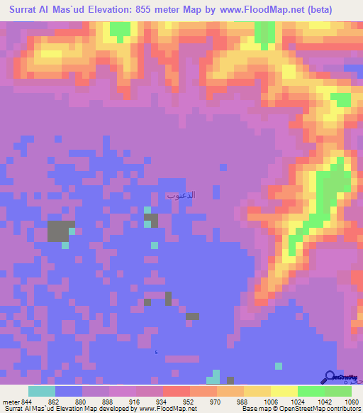 Surrat Al Mas`ud,Yemen Elevation Map