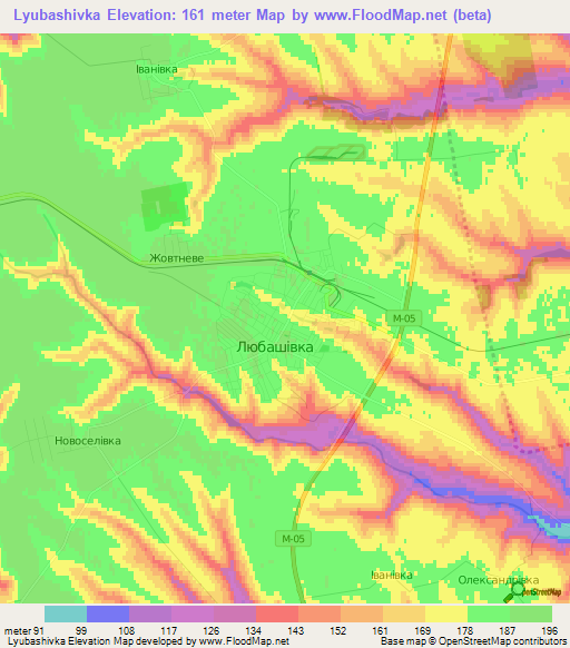 Lyubashivka,Ukraine Elevation Map