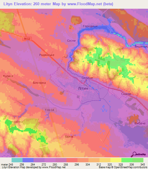 Lityn,Ukraine Elevation Map
