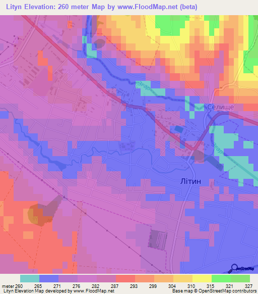 Lityn,Ukraine Elevation Map