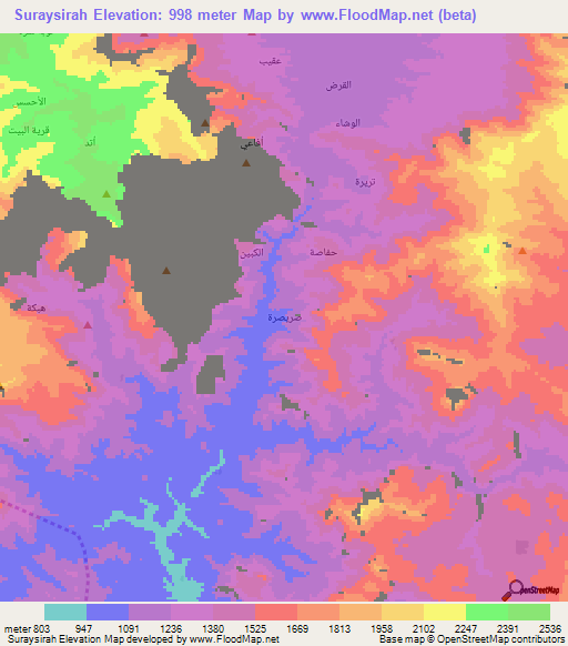 Suraysirah,Yemen Elevation Map