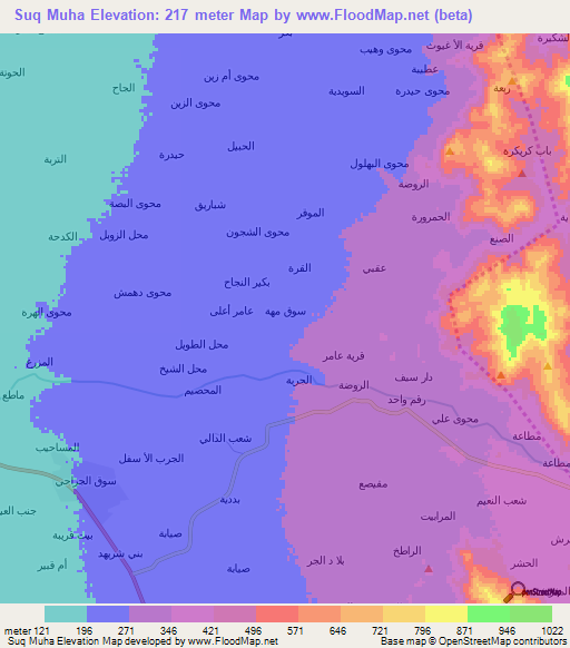 Suq Muha,Yemen Elevation Map