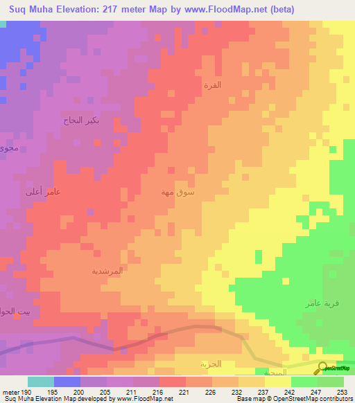Suq Muha,Yemen Elevation Map