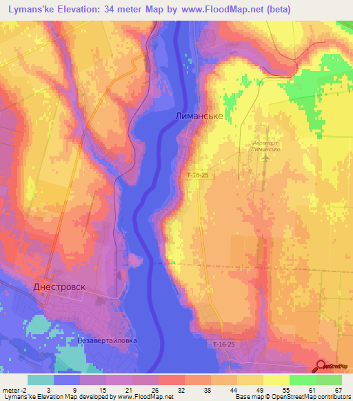 Lymans'ke,Ukraine Elevation Map
