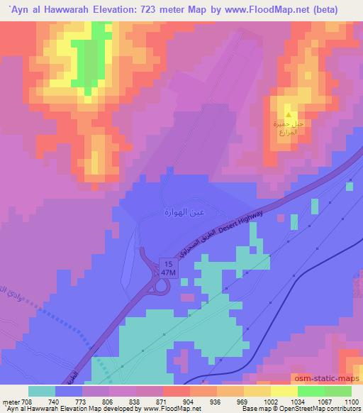 `Ayn al Hawwarah,Jordan Elevation Map