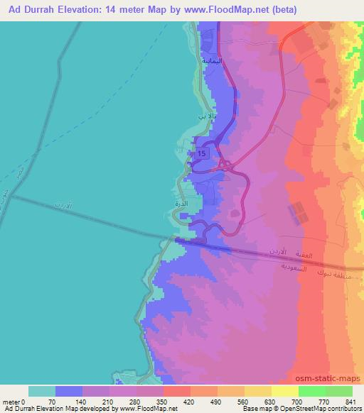 Ad Durrah,Jordan Elevation Map