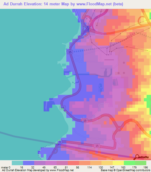 Ad Durrah,Jordan Elevation Map