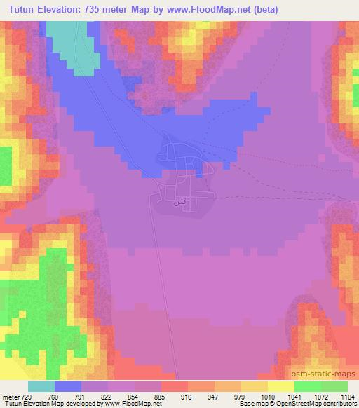 Tutun,Jordan Elevation Map