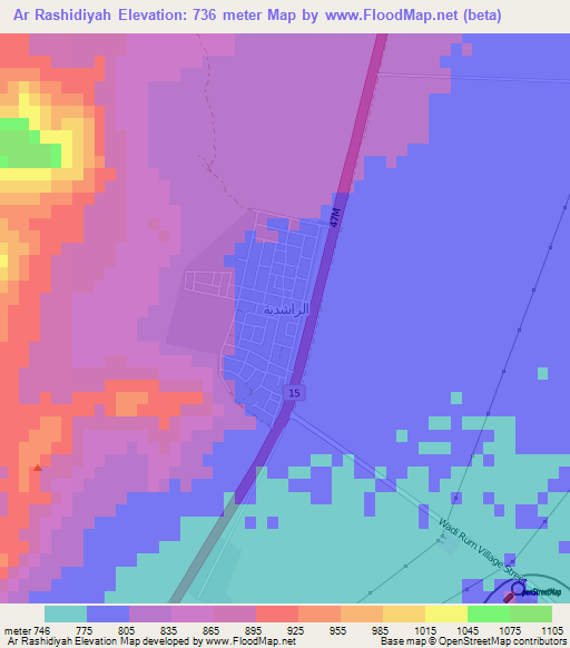 Ar Rashidiyah,Jordan Elevation Map