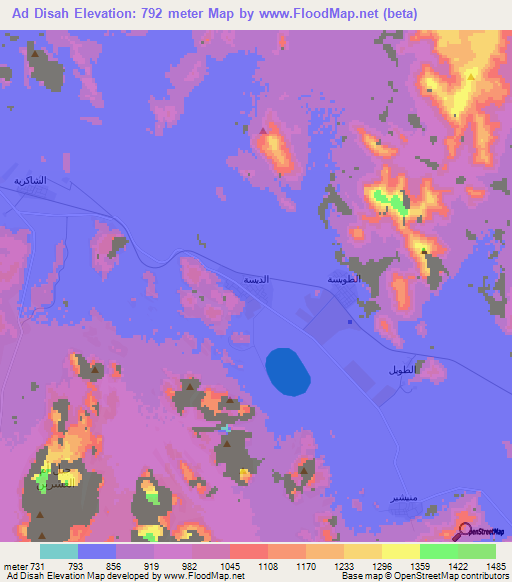 Ad Disah,Jordan Elevation Map