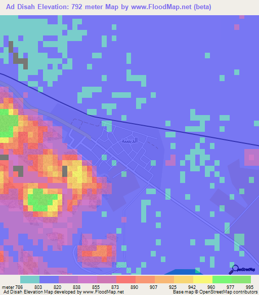Ad Disah,Jordan Elevation Map