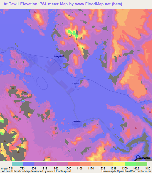 At Tawil,Jordan Elevation Map