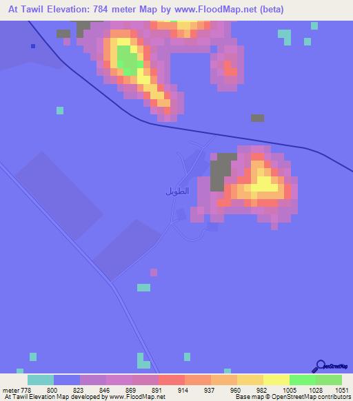 At Tawil,Jordan Elevation Map