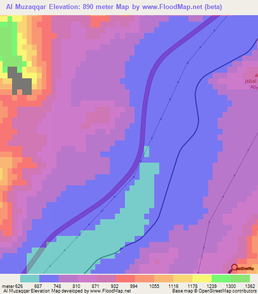Al Muzaqqar,Jordan Elevation Map