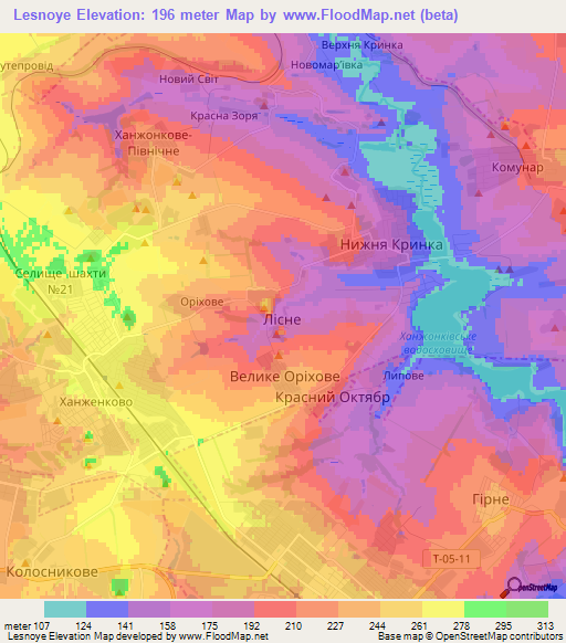 Lesnoye,Ukraine Elevation Map