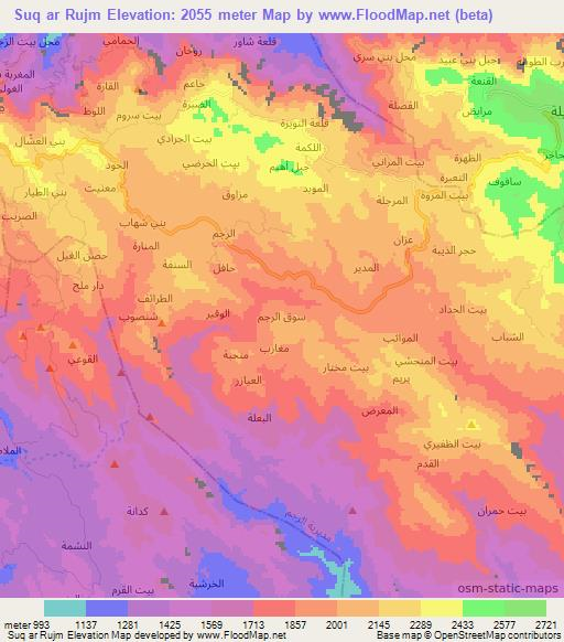 Suq ar Rujm,Yemen Elevation Map